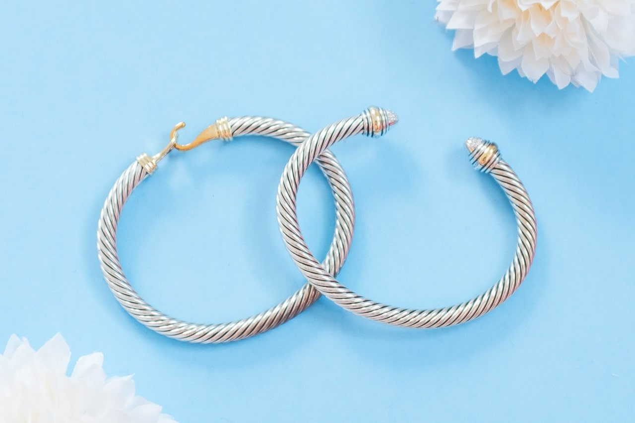 Sterling silver bracelets with textured metalwork