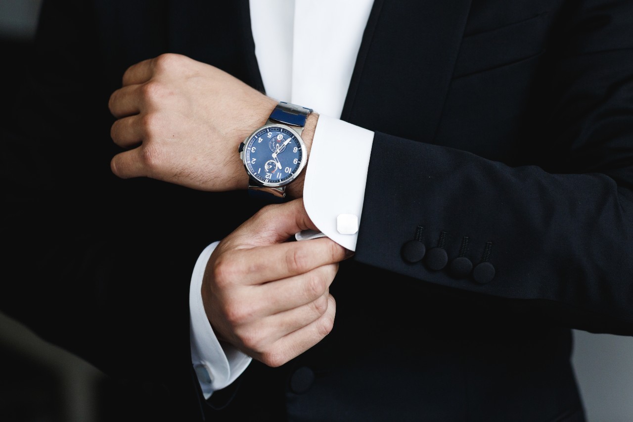 Man in a suit wearing a watch