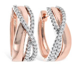 Rose gold and diamond earrings with pave setting by Allison-Kaufman