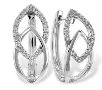 White gold and diamond huggies earrings by Allison Kaufman