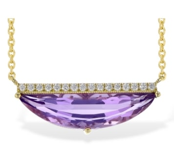 an amethyst bar necklace with diamond accents from Allison-Kaufman.
