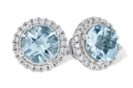 a pair of halo aquamarine stud earrings from Allison Kaufman.