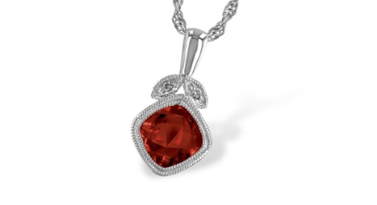 a white gold garnet pendant necklace by Allison-Kaufman