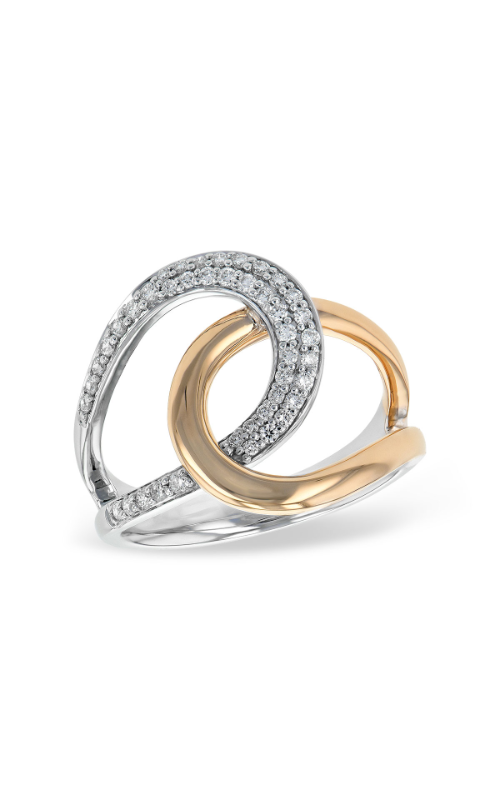 A mixed metal white and yellow gold fashion ring encrusted with diamonds