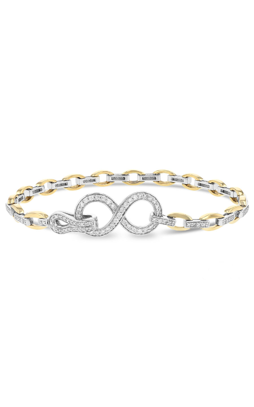 A white and yellow gold diamond bracelet with infinity charm